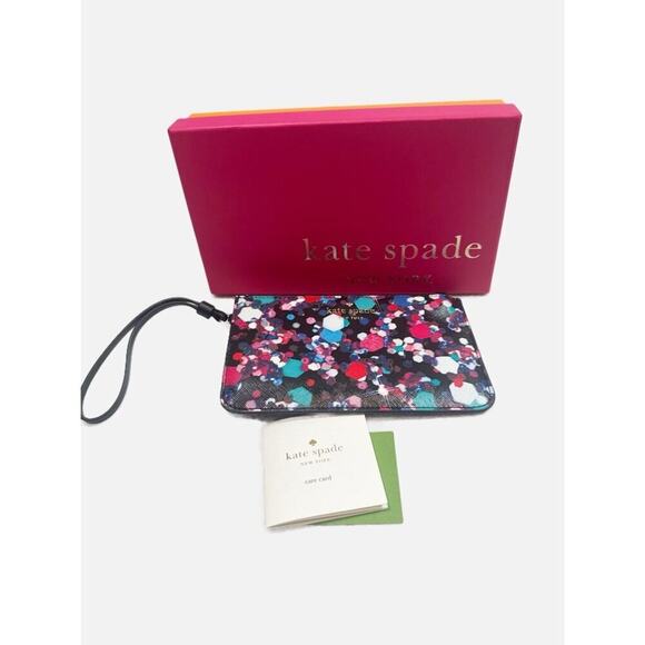 Kate Spade NWB Confetti Dot Wristlet with Box & Cards - Picture 1 of 4